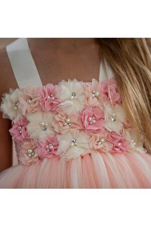 Robe cortège fille plissage en tulle longueru au niveau de sol avec fleurs avec sans manches