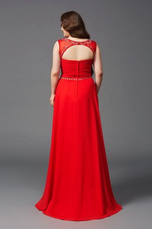 Robe de bal longue a-ligne avec zip avec perle manche nulle
