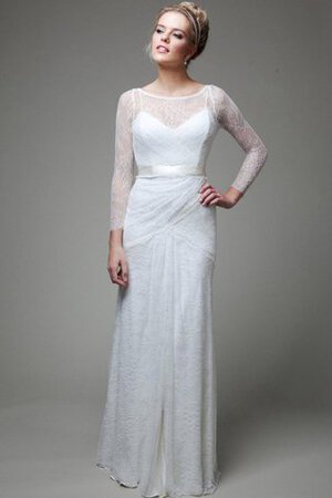 Robe de mariée discrete jusqu'au sol avec manche longue col en bateau croisade