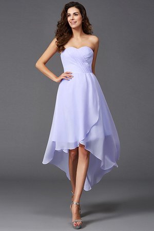 Robe demoiselle d'honneur de princesse asymétrique ligne a avec chiffon de lotus