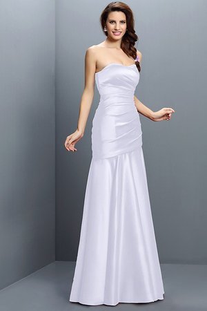 Robe demoiselle d'honneur longue ligne a ruché en satin avec zip