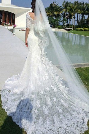 Robe de mariée en 1/2 manche spécial de sirène de traîne longue encolure en carré