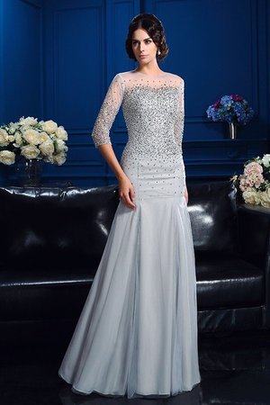 Robe mère de mariée longue col u profond fermeutre eclair avec perle jusqu'au sol