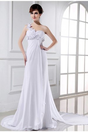 Robe de mariée avec zip avec perle de tour de ceinture empire ligne a avec chiffon