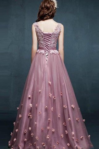 Robe de bal classique textile en tulle avec fleurs longueur au ras du sol avec lacets