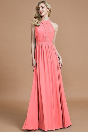 Robe demoiselle d'honneur naturel ligne a de princesse col u profond avec chiffon