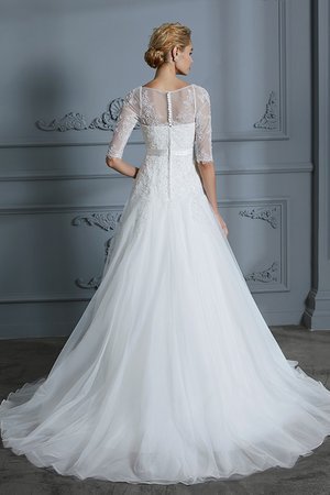 Robe de mariée ligne a avec sans manches belle avec décoration dentelle en 1/2 manche