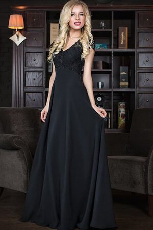 Robe de bal avec manche courte ligne a jusqu'au sol en chiffon de col en v