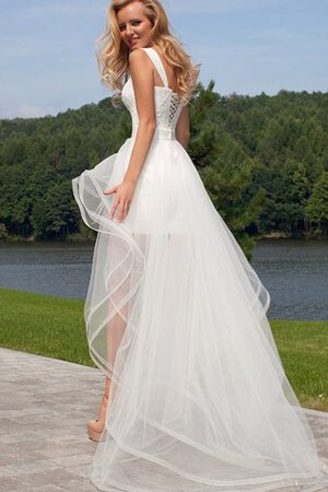 Robe de mariée romantique cordon ceinture en étoffe bandouliere spaghetti en dentelle