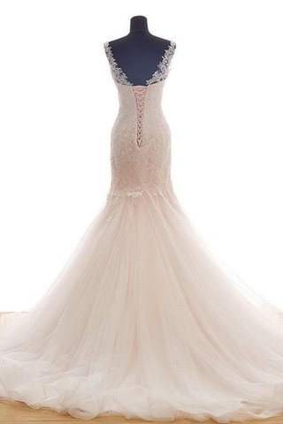 Robe de mariée textile en tulle en dentelle de traîne courte cordon avec perle