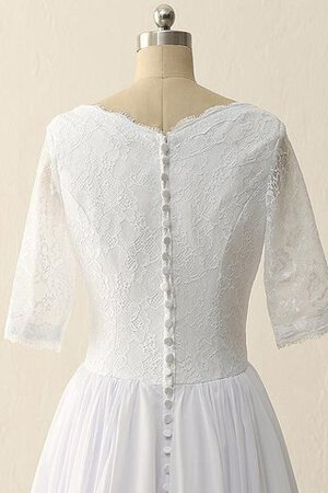 Robe de mariée de traîne courte en satin avec chiffon textile en tulle avec manche 1/2