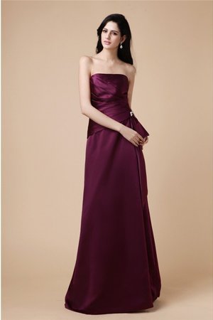 Robe de bal longue plissage en satin avec fronce manche nulle