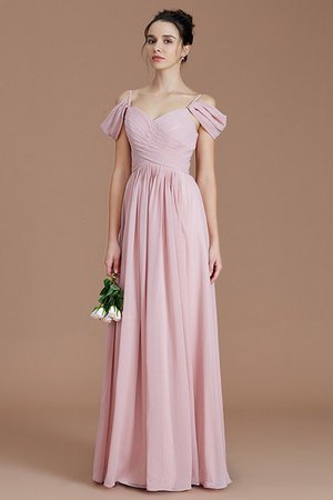 Robe demoiselle d'honneur naturel fermeutre eclair en chiffon ruché ligne a