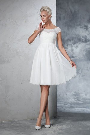 Robe de mariée bref ruché avec manche courte ligne a en chiffon