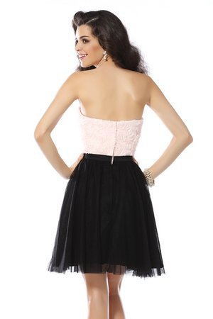 Robe de cocktail naturel avec sans manches en tulle ligne a avec zip