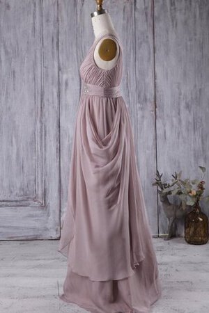 Robe demoiselle d'honneur naturel v encolure longueur au ras du sol au drapée avec perle