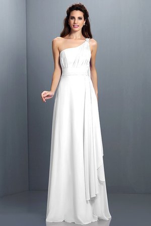 Robe demoiselle d'honneur plissage longue avec fronce avec zip a-ligne