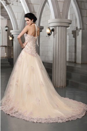 Robe de mariée cordon de traîne mi-longue a-ligne avec perle avec sans manches