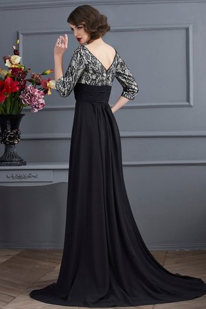 Robe de soirée en forme satin tissé extensible avec chiffon avec zip de col en v