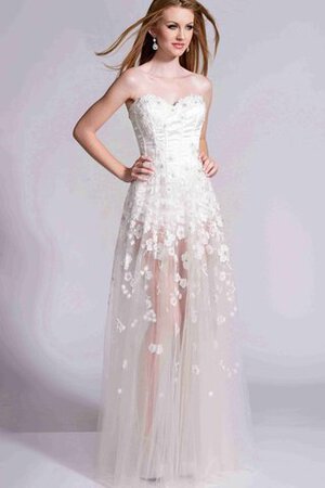 Robe de bal transparent en tulle avec lacets manche nulle avec fleurs