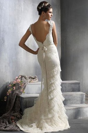 Robe de mariée naturel plissage en dentelle de traîne courte de col en v