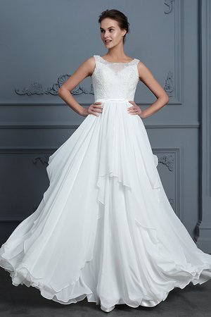 Robe de mariée avec chiffon de lotus jusqu'au sol ligne a sucré