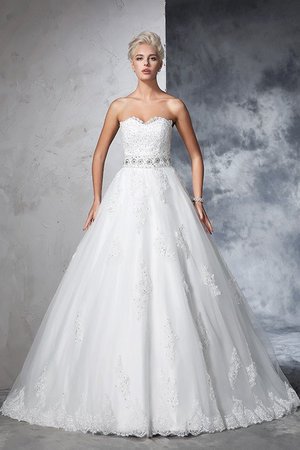 Robe de mariée longue appliques col en forme de cœur de mode de bal manche nulle