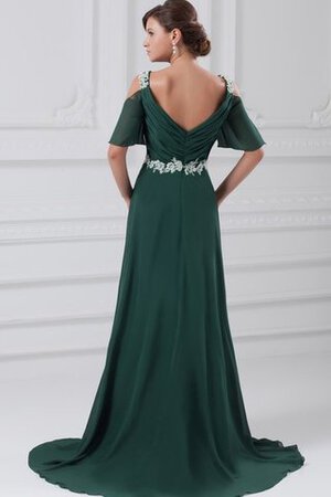 Robe de soirée ruché de traîne courte fermeutre eclair avec manche courte avec perle