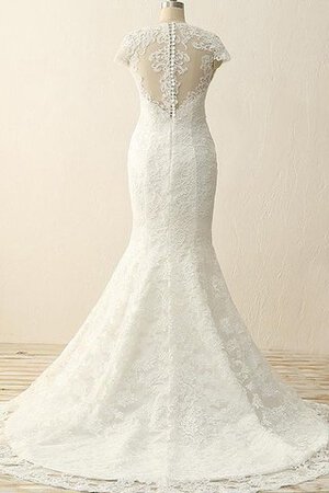 Robe de mariée de traîne courte en satin en dentelle avec perle jusqu'au sol