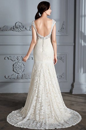 Robe de mariée naturel manche nulle v encolure de traîne courte de sirène