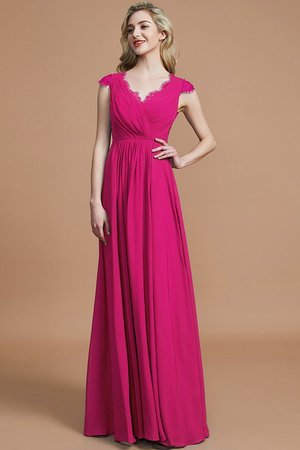 Robe demoiselle d'honneur naturel avec chiffon v encolure de princesse ligne a