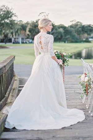 Robe de mariée facile en 3/4 manche de traîne mi-longue ligne a fermeutre eclair