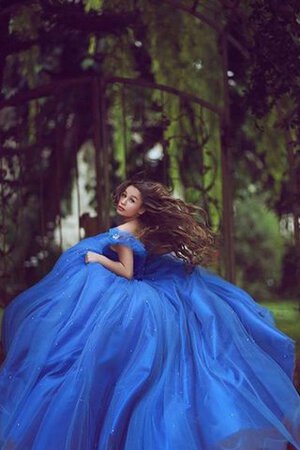 Robe de quinceanera avec fleurs en organza decoration en fleur avec sans manches en tulle