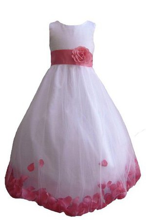 Robe cortège fille arrivée au mollet avec fleurs textile en tulle ligne a avec sans manches