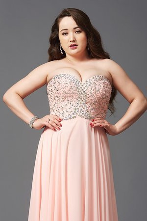 Robe de bal naturel de traîne courte avec perle en chiffon fermeutre eclair