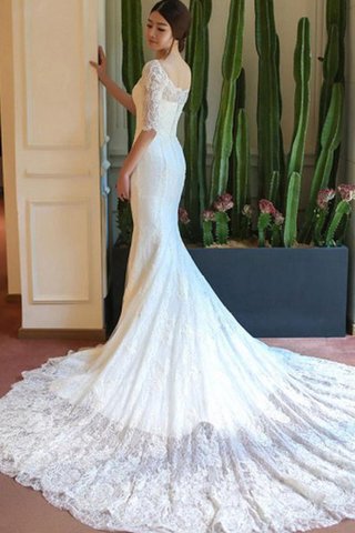 Robe de mariée distinguee plissé sexy de sirène avec manche 1/2