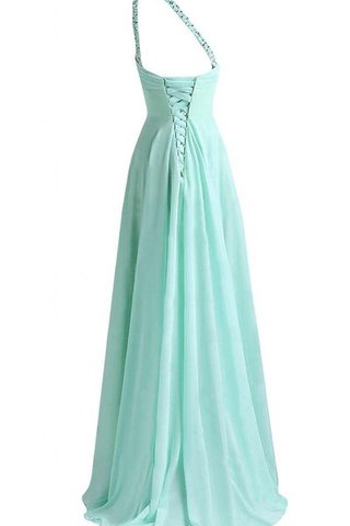 Robe demoiselle d'honneur plissage naturel jusqu'au sol avec perle avec cristal