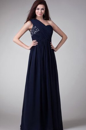 Robe de soirée d'épaule asymétrique en chiffon avec cristal ligne a jusqu'au sol