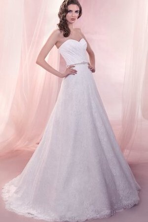 Robe de mariée longue col en forme de cœur avec perle de traine réglable cordon