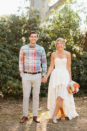 Robe de mariée romantique ruché en plage avec cristal col en forme de cœur