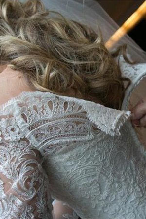 Robe de mariée appliques avec décoration dentelle avec manche longue avec zip onirique