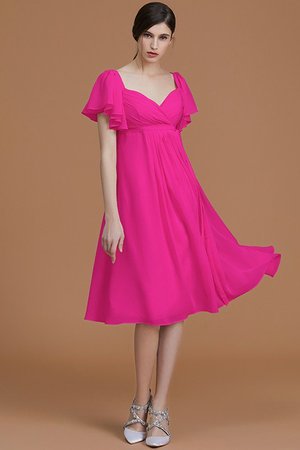 Robe demoiselle d'honneur naturel col en forme de cœur avec chiffon ruché avec zip