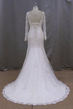 Robe de mariée naturel de sirène elevé de traîne moyenne avec manche longue