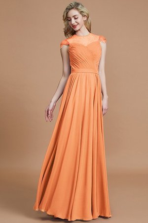 Robe demoiselle d'honneur naturel ligne a de princesse en chiffon avec manche courte