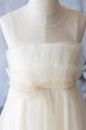 Robe cortège fille avec sans manches ruché jusqu'au mollet textile en tulle avec fleurs