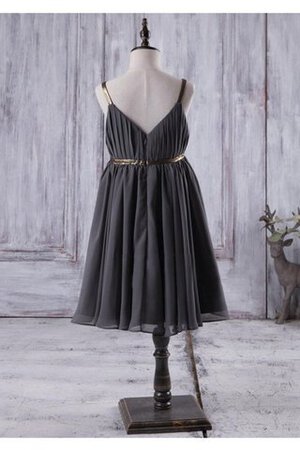 Robe cortège fille plissé ceinture en étoffe bretelles spaghetti au niveau de genou a-ligne