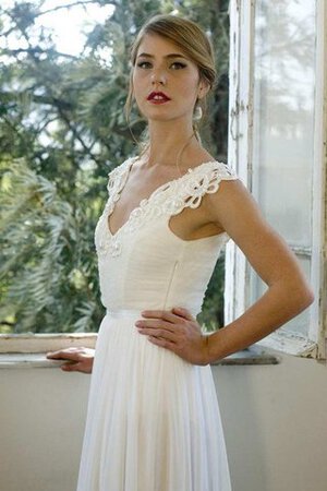 Robe de mariée plissage dos nu ruché v encolure ligne a