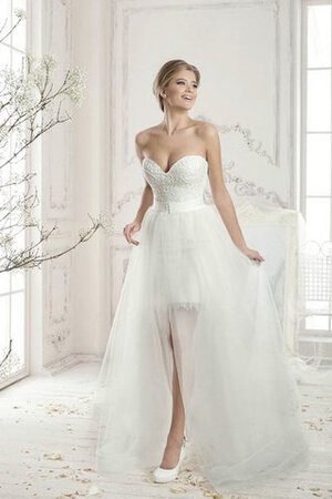 Robe de mariée femme branché collant avec décoration dentelle de col en cœur manche nulle