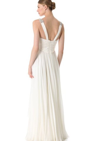 Robe de mariée en plage bandouliere spaghetti avec perle a-ligne de tour de ceinture en haute