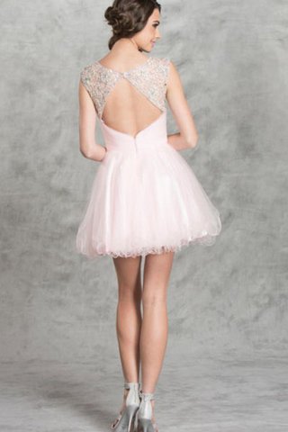 Robe de graduation en tulle noeud avec manche courte avec zip a-ligne